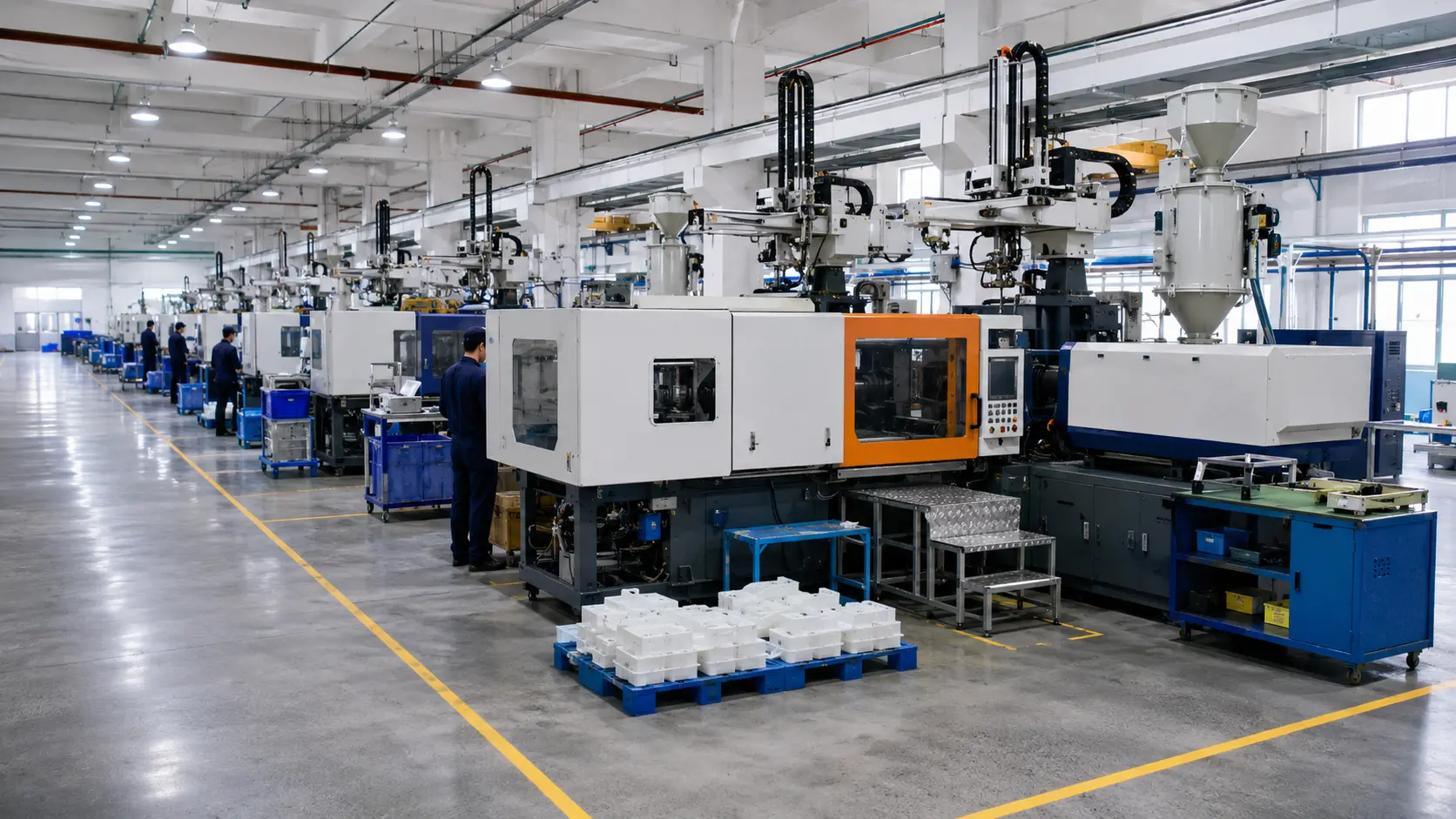 Injection molding factory production floor