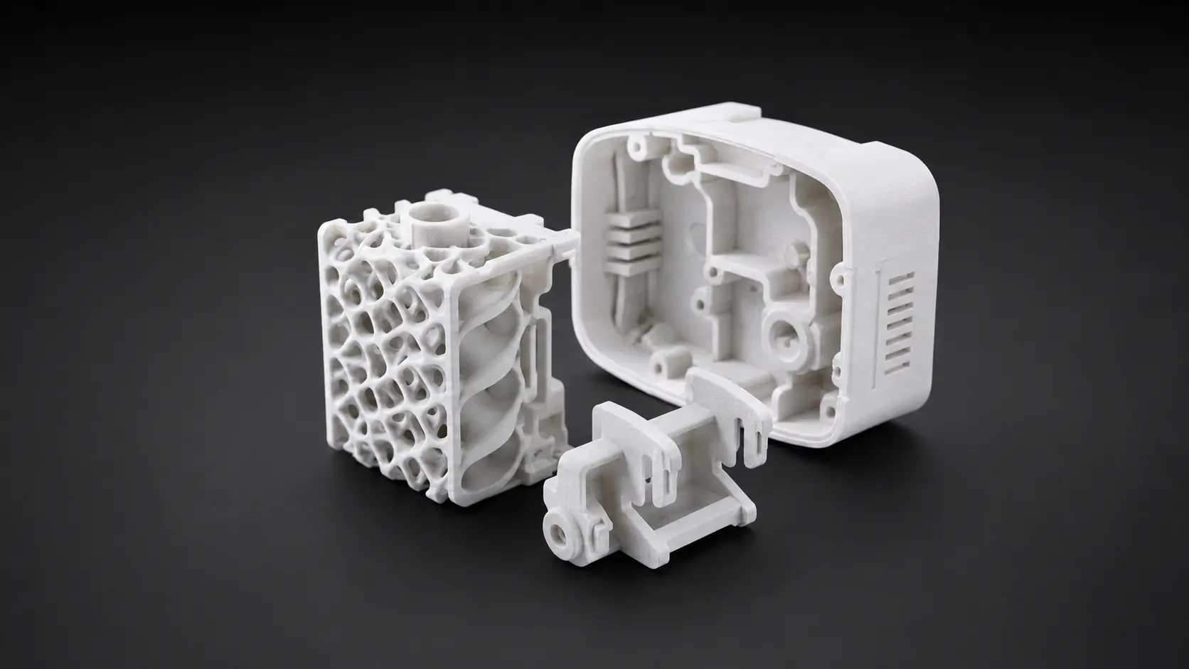 SLS 粉末烧结 3D 打印零部件，适用于功能测试与复杂结构件