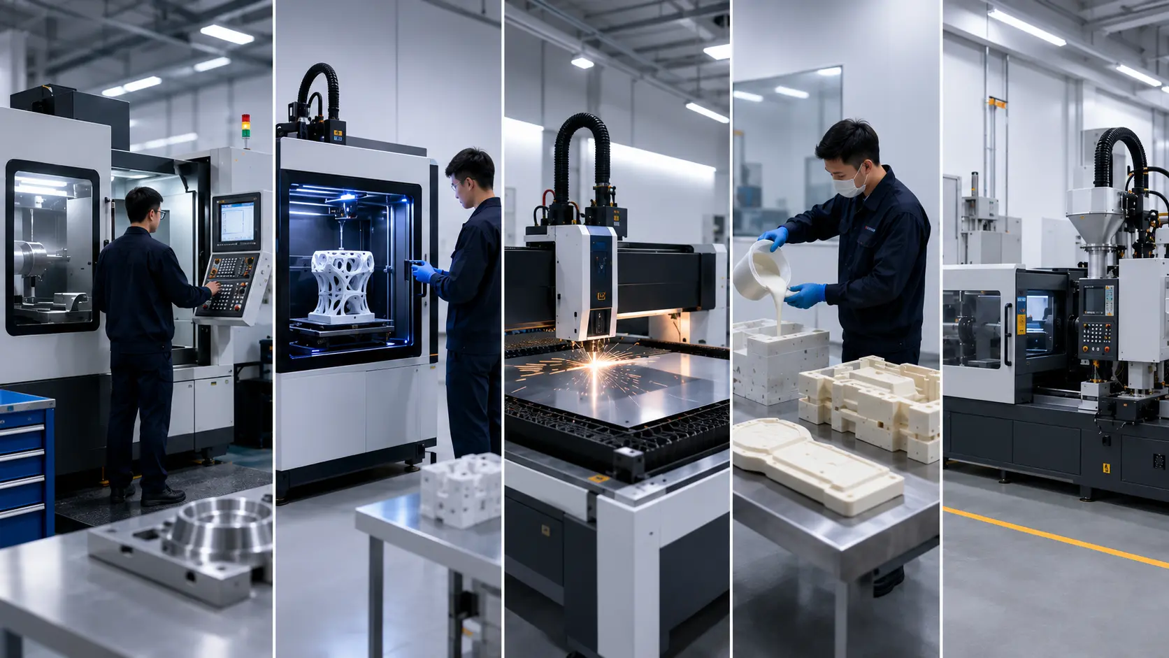 XPartsLab 工厂与制造网络，覆盖 CNC 加工、3D 打印、钣金加工、注塑成型与真空复模