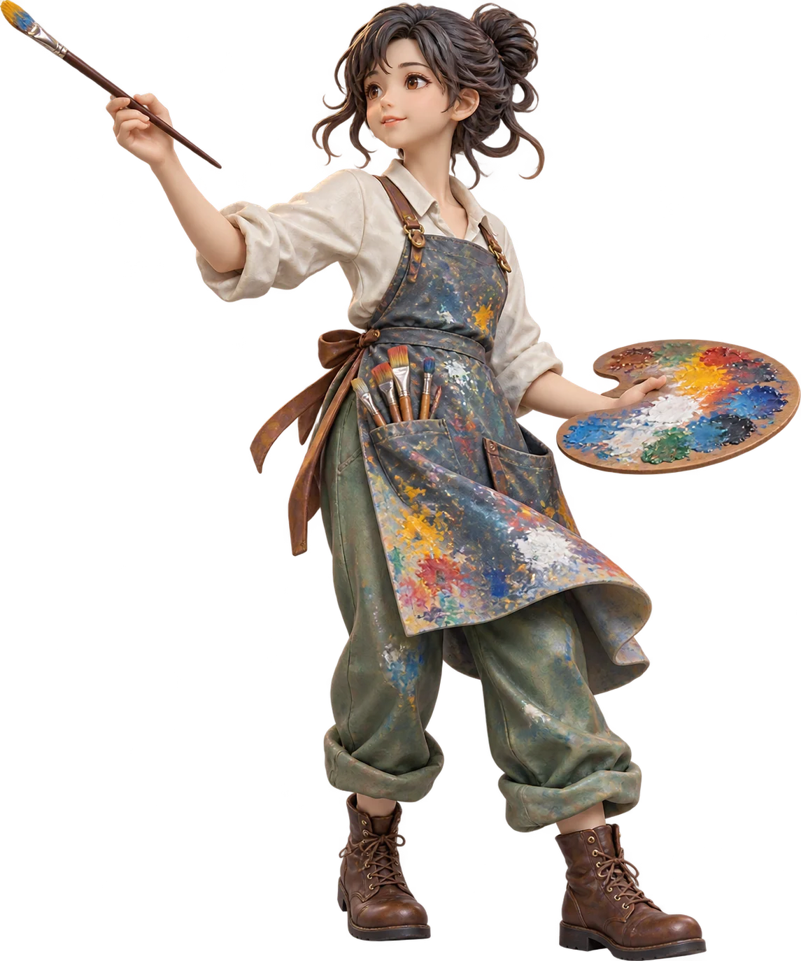 画家创作人物公仔透明背景概念产品图