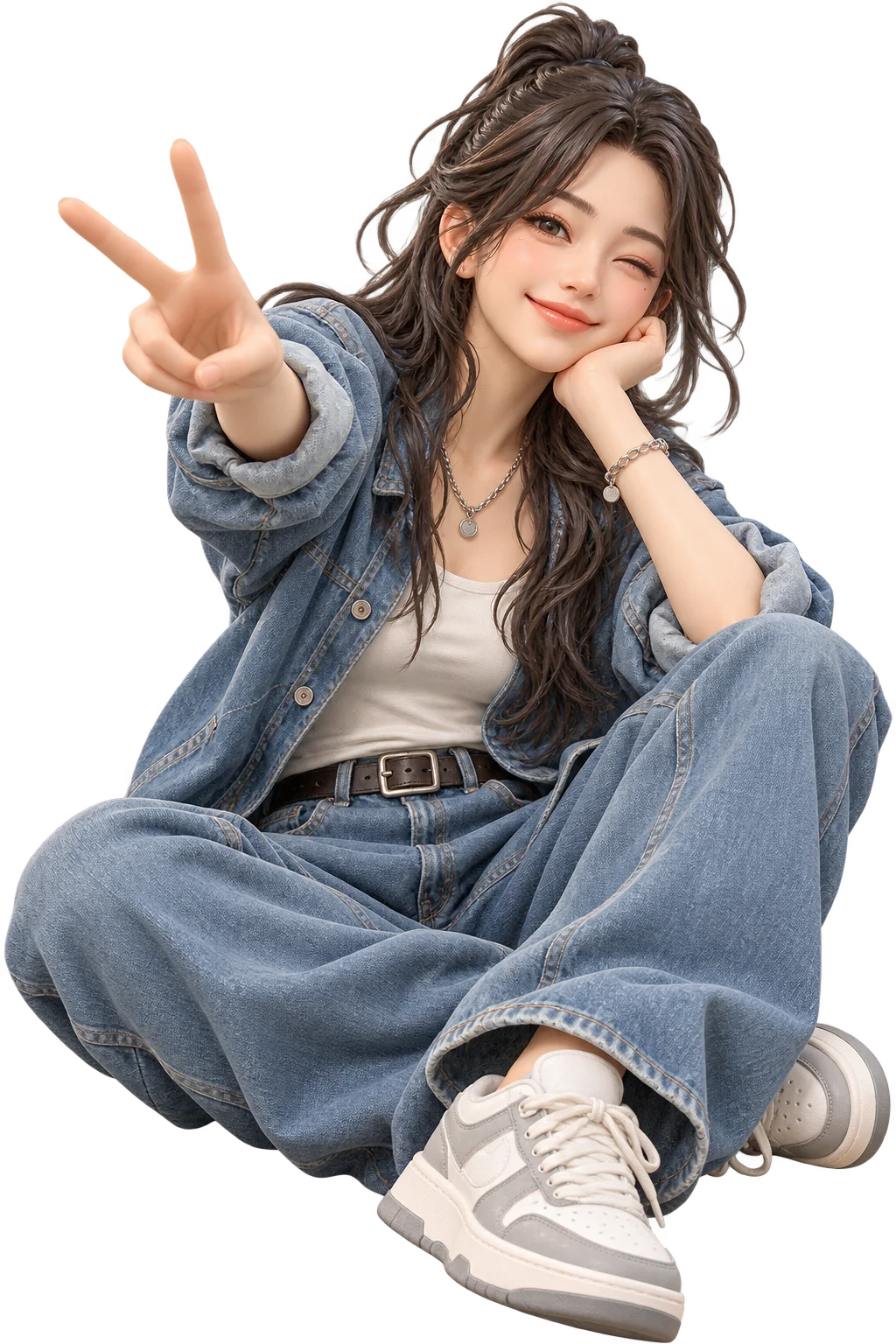 休闲牛仔人物公仔透明背景概念效果