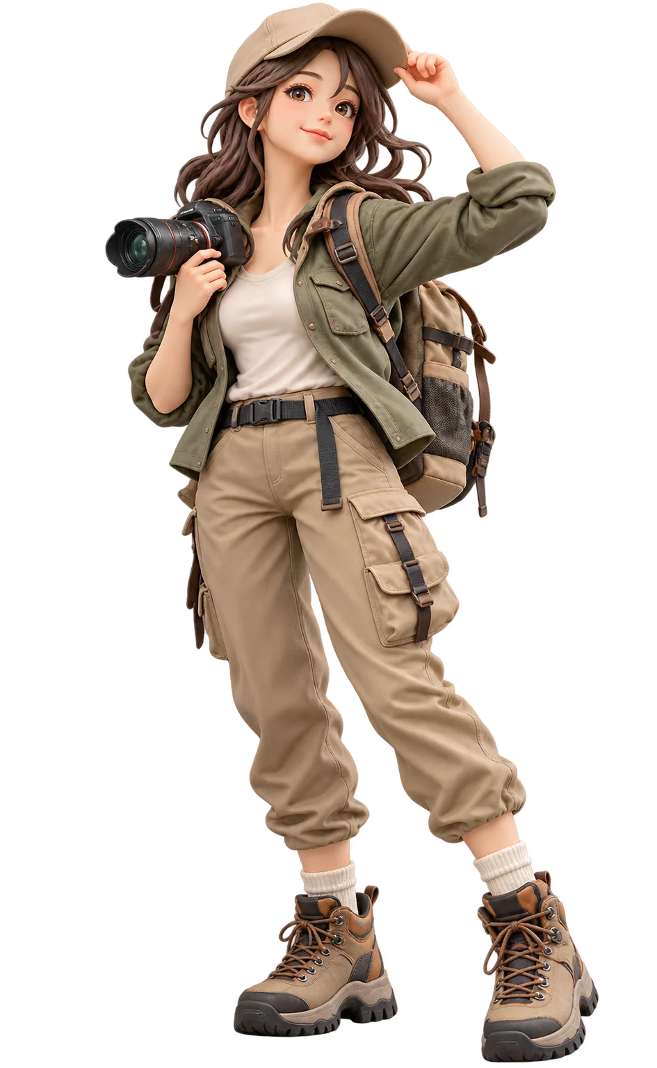 旅行背包人物公仔透明背景概念产品图