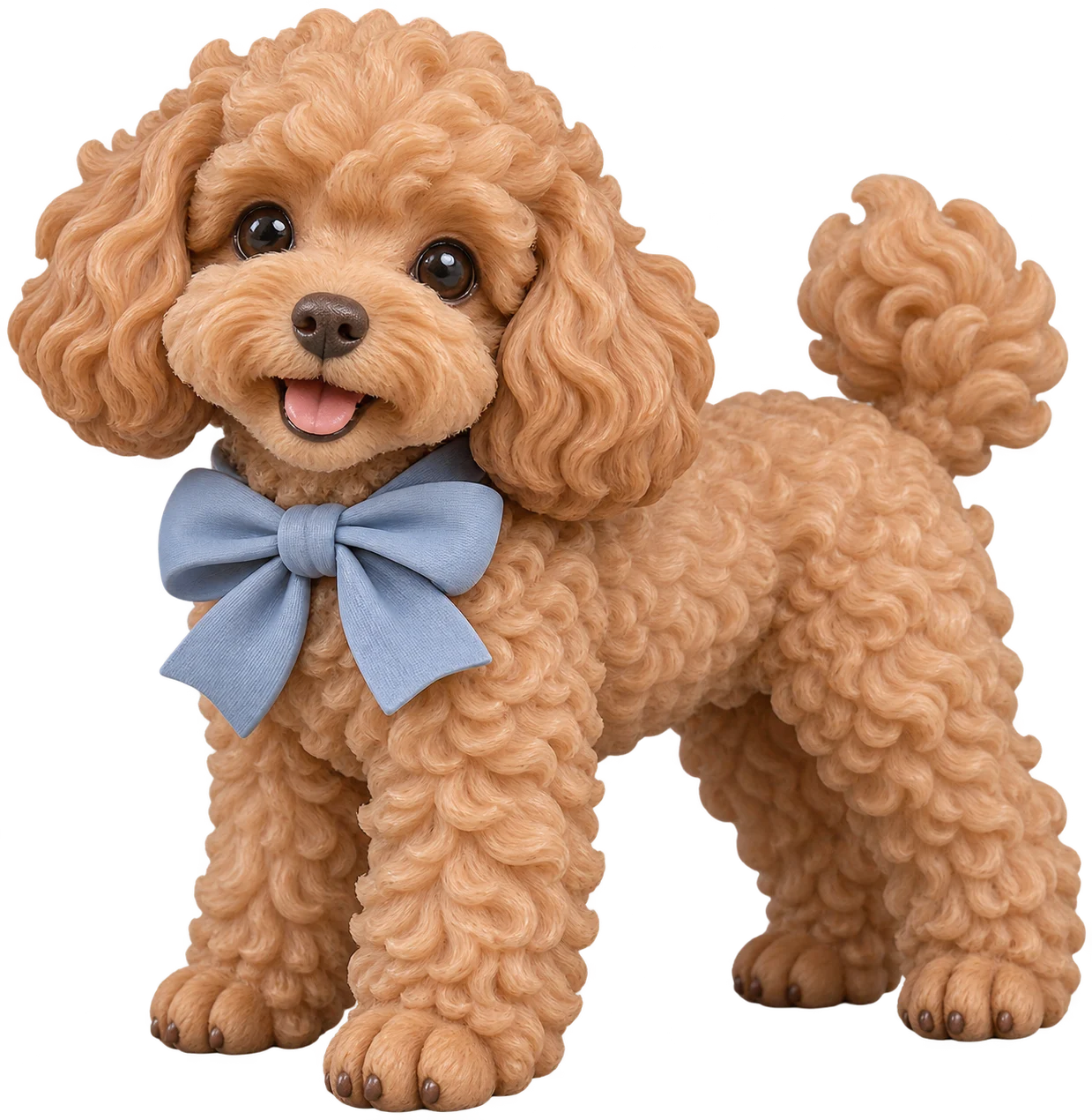蝴蝶结贵宾犬公仔透明背景概念产品图
